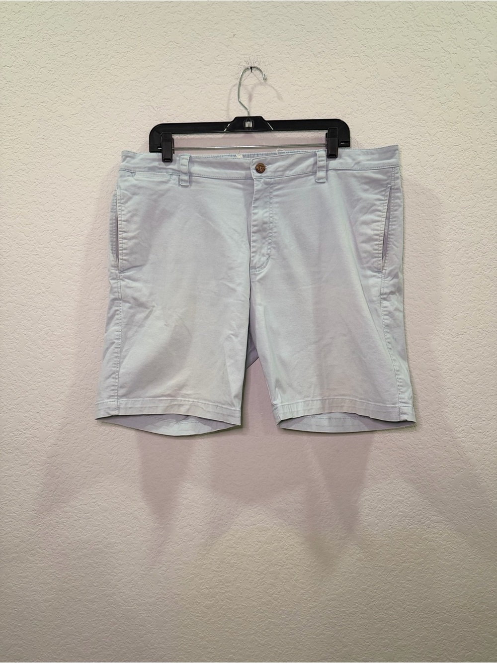 Tailor Vintage Pale Blue Flat Front Chino Shorts - Size 36